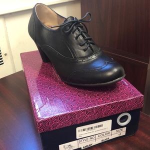 Refresh Cuban Chunky Heel Oxford Shoes, Blk, Sz 11